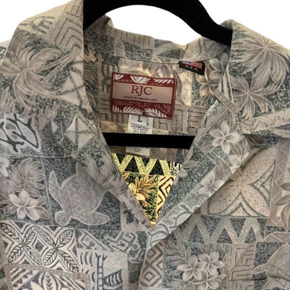 RJC Hawaiian Shirt Mens Large Made in USA Turtles Made In Hawaii - Picture 6 of 7